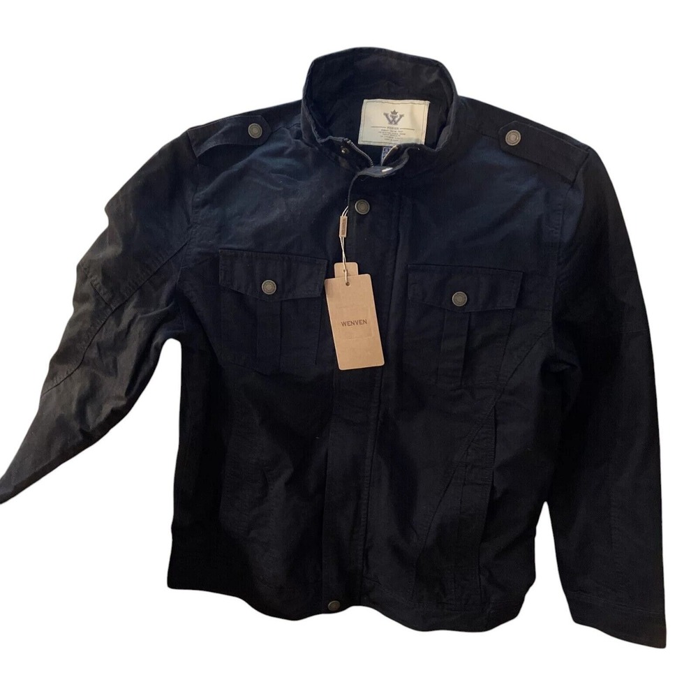Wenven mens Jacket Military‎ Black Large Medium Weight